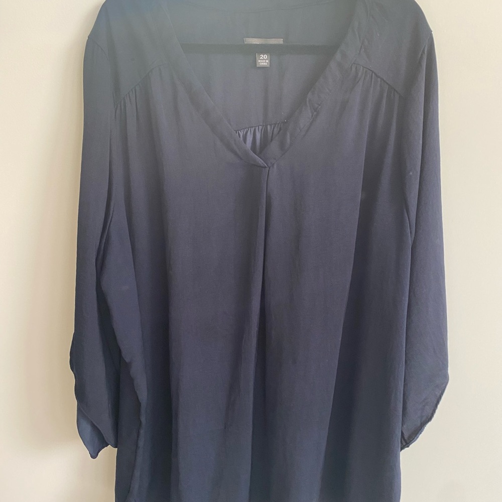AUTOGRAPH NAVY SILK LOOK TOP-Sze 20 - Picture 2 of 5